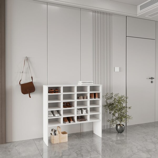Tisso 20 polcos cipősszekrény, Fehér, 104 x 30 x 100 cm