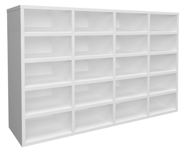 Tisso 20 polcos cipősszekrény, Fehér, 104 x 30 x 68 cm