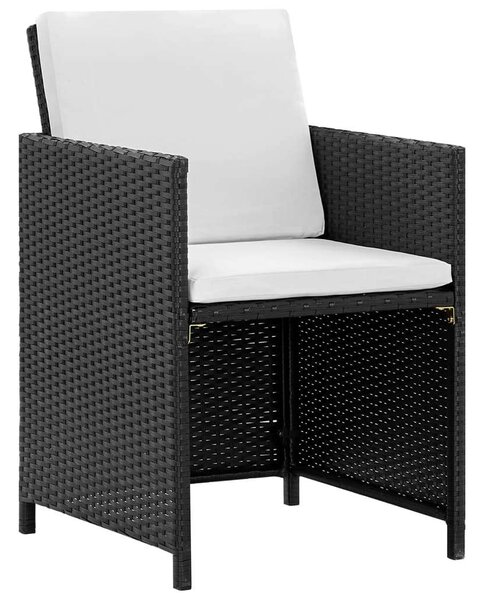VidaXL Kültéri Étkezőgarnitúra - 9 részes - Fekete Polyrattan