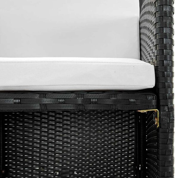 VidaXL Kültéri Étkezőgarnitúra - 9 részes - Fekete Polyrattan