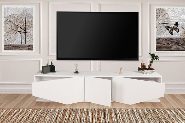 Modern TV állvány, tárolóhellyel, fehér - UTILE