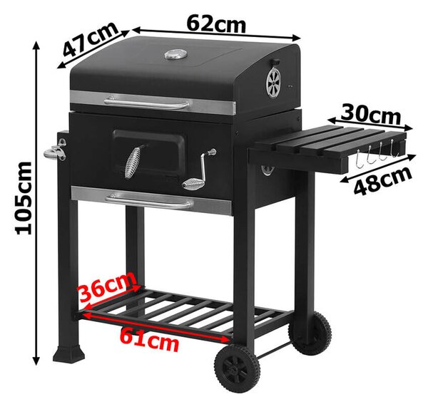 Fedeles kerti grillsütő polccal - 105x110x47cm