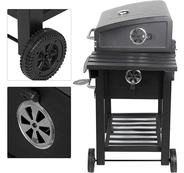 Fedeles kerti grillsütő polccal - 105x110x47cm