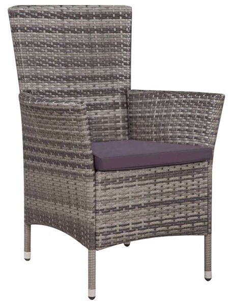 VidaXL Polyrattan Kültéri Étkezőgarnitúra - 7 részes - Szürke