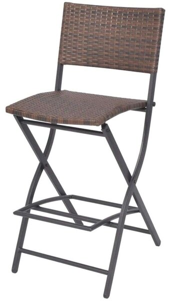 VidaXL 7-részes barna kerti polyrattan/acél összecsukható étkezőszett