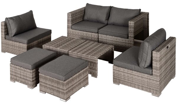 Outsunny 860-099, kerti bútor szett, 8 db, rattan és alumínium, szürke / barna