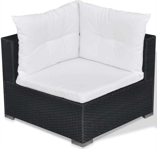 Polyrattan Kerti Ülőgarnitúra - 6 részes - Fekete