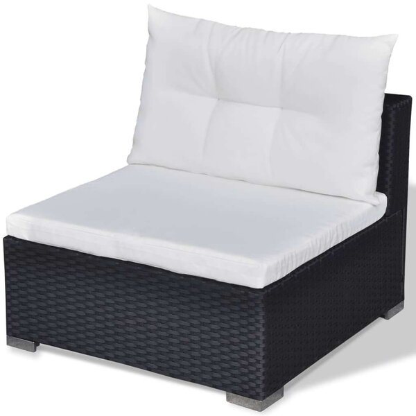 Polyrattan Kerti Ülőgarnitúra - 6 részes - Fekete