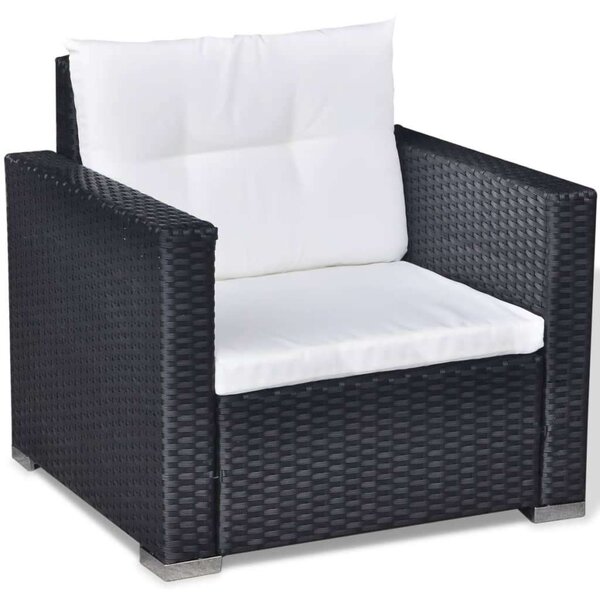Polyrattan Kerti Ülőgarnitúra - 6 részes - Fekete