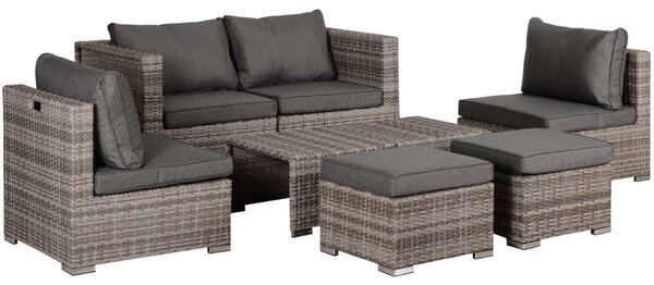 Outsunny 860-099, kerti bútor szett, 8 db, rattan és alumínium, szürke / barna