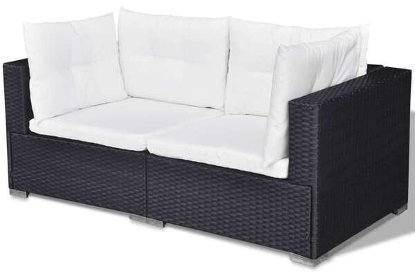 Polyrattan Kerti Ülőgarnitúra - 6 részes - Fekete