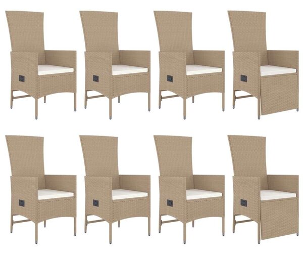 VidaXL Kerti Étkezőgarnitúra - Polyrattan - 9 részes - Bézs