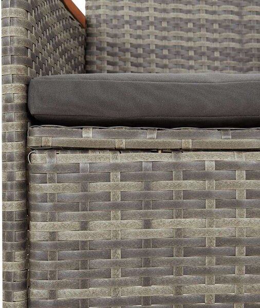 VidaXL 7 részes szürke polyrattan kerti étkezőgarnitúra párnával
