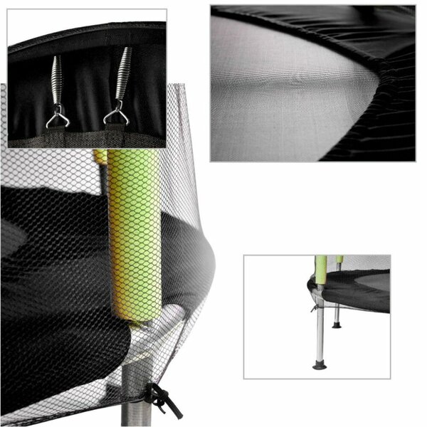 Gyerek kerti és beltéri trambulin 140 cm hálóval, labdákkal, 150 kg teherbírás