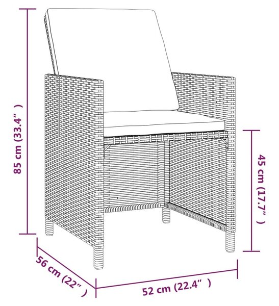 Polyrattan Kerti Étkezőgarnitúra - 9 részes - Szürke