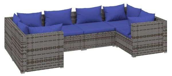 Polyrattan Kerti Ülőgarnitúra - 6 részes - Szürke
