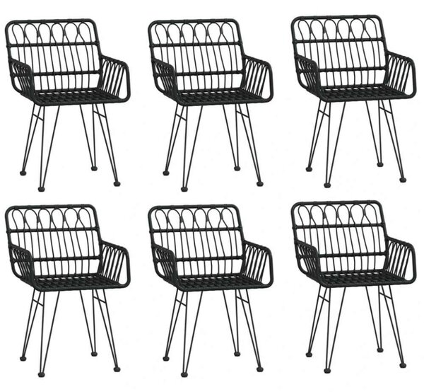 7 részes fekete polyrattan kerti étkezőgarnitúra