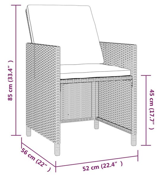 Polyrattan Kerti Étkezőgarnitúra - 9 részes - Szürke