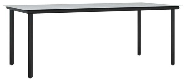 7 részes fekete polyrattan kerti étkezőgarnitúra párnával