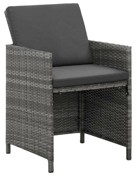 Polyrattan Kerti Étkezőgarnitúra - 9 részes - Szürke