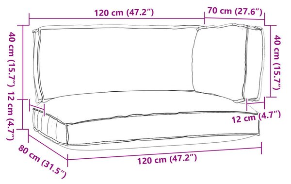 VidaXL Raklap párna készlet 3 pcs Antracit 120 x 80 x 12 cm