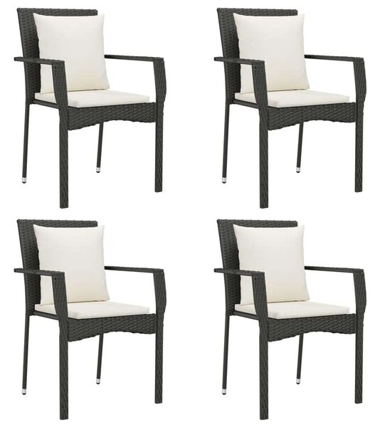Polyrattan Kerti Étkezőgarnitúra - 5 részes - Fekete