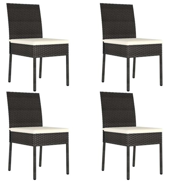 Polyrattan Kerti Étkezőgarnitúra - 5 részes - Fekete