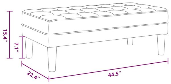 VidaXL Pad Világosszürke 113 x 57 x 39 cm Bársony