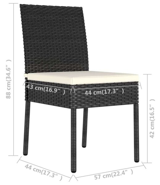 Polyrattan Kerti Étkezőgarnitúra - 5 részes - Fekete