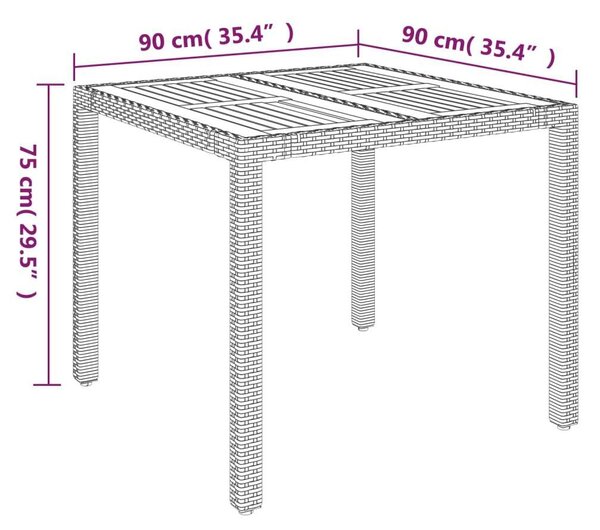 Polyrattan Kerti Étkezőgarnitúra - 5 részes - Fekete