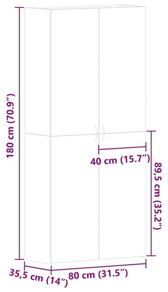 VidaXL Cipőszekrény polcokkal Sokszínű 80 x 35.5 x 180 cm Faanyag