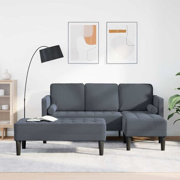VidaXL Kanapé Szett 2 pcs Sötétszürke 173 x 131 x 67 cm Bársony