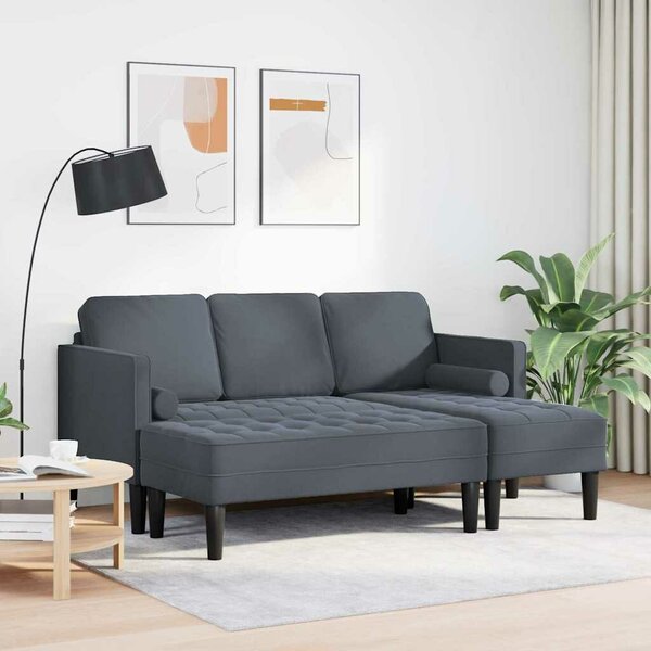 VidaXL Kanapé Szett 2 pcs Sötétszürke 173 x 131 x 67 cm Bársony
