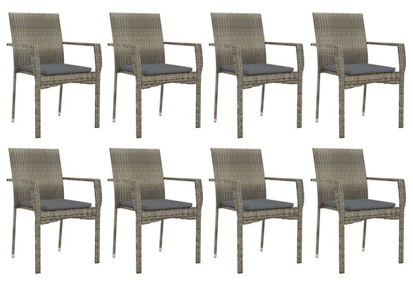 9 részes szürke polyrattan kerti étkezőgarnitúra párnával