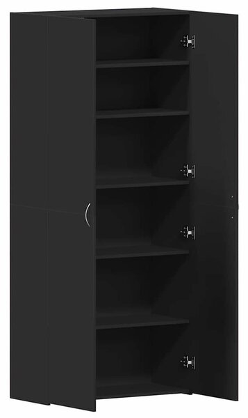 VidaXL Cipőszekrény polcokkal Fekete 80 x 35.5 x 180 cm Faanyag