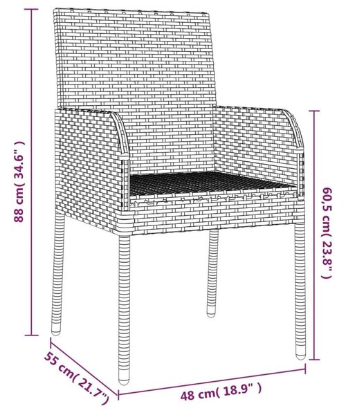 9 részes szürke polyrattan kerti étkezőgarnitúra párnával