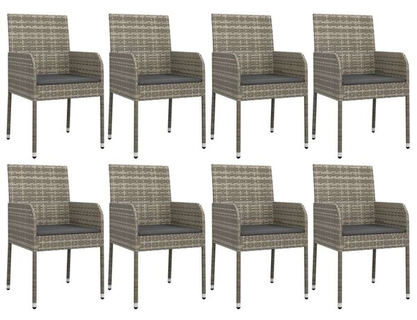 9 részes szürke polyrattan kerti étkezőgarnitúra párnával