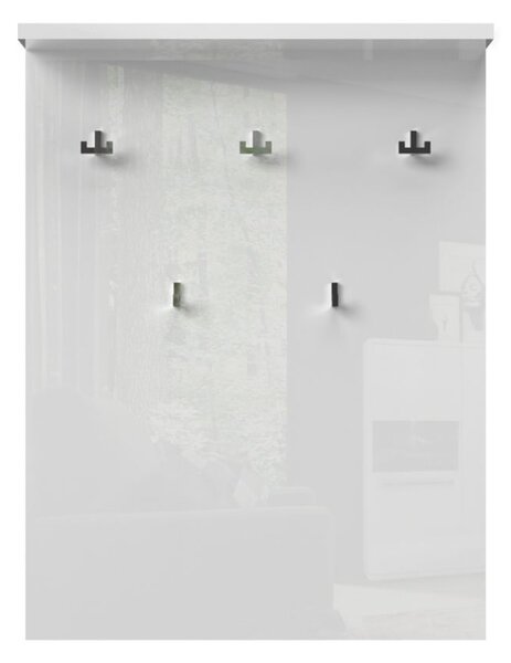 Előszoba panel, 4 akasztóval, 76 cm, magasfényű fehér - BRILLANCE