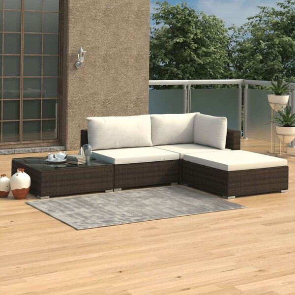 Polyrattan Kerti Bútorszett - 4 részes - Barna