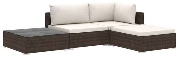 Polyrattan Kerti Bútorszett - 4 részes - Barna