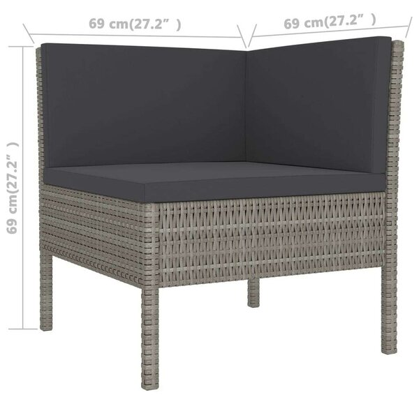 Polyrattan Kerti Ülőgarnitúra - 11 részes - Szürke