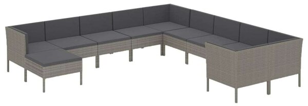Polyrattan Kerti Ülőgarnitúra - 11 részes - Szürke