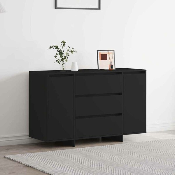 VidaXL Széf fiókkal Fekete 120 x 41 x 75 cm Faanyag