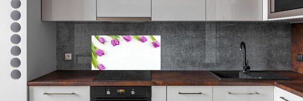 Konyhai hátfalpanel Lila tulipánok