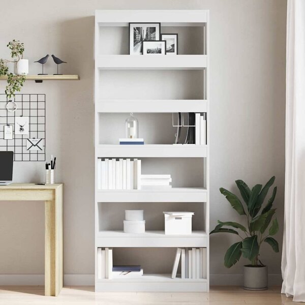 VidaXL Könyvszekrény polcokkal Fehér 80 x 30 x 198 cm Faanyag