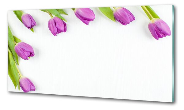 Konyhai hátfalpanel Lila tulipánok