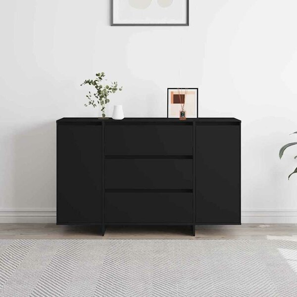 VidaXL Széf fiókkal Fekete 120 x 41 x 75 cm Faanyag