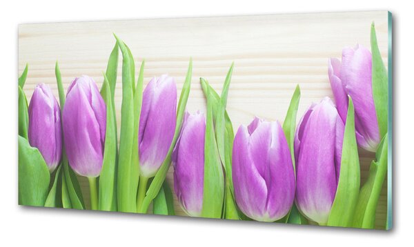 Konyhai hátfalpanel Lila tulipánok