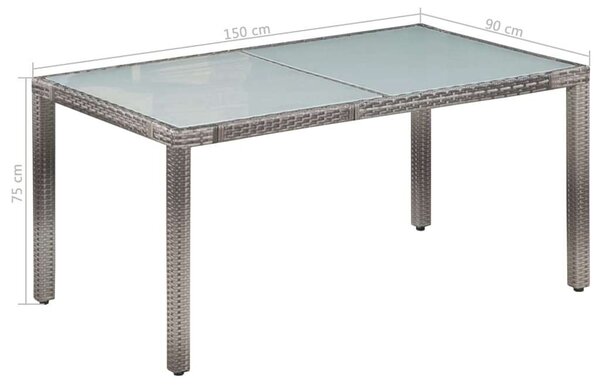 VidaXL Polyrattan Kültéri Étkezőgarnitúra - 7 részes - Szürke