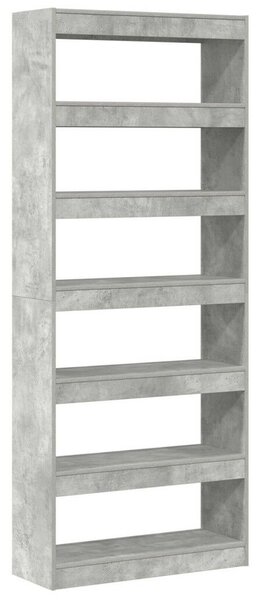 VidaXL Könyvszekrény polcokkal Beton szürke 80 x 30 x 198 cm Faanyag